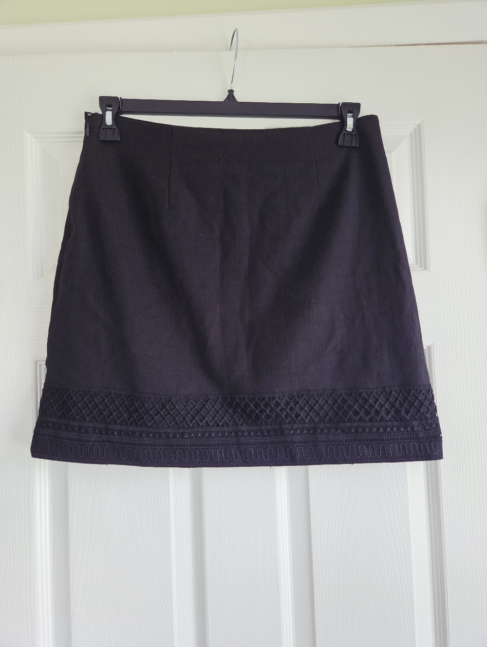 LOFT ✨️ Women's Black A-Line Cotton Mini Skirt with Decorative Hem Size 6P